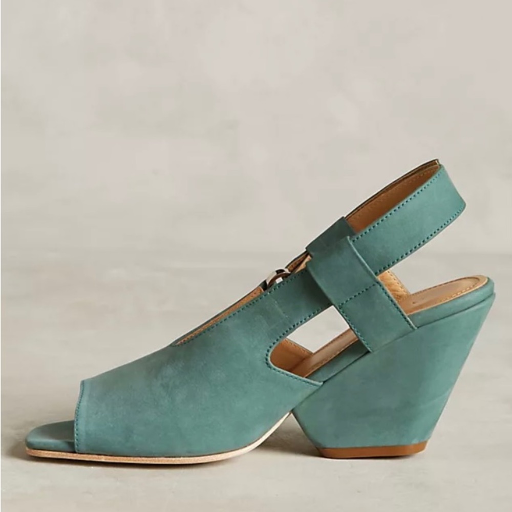 The Palatines Teal Suede Wedge Heel Shoe